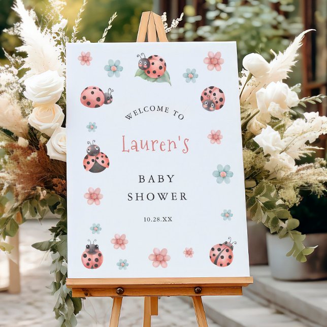 Little Ladybug Girl Baby Shower Welcome Foam Board (Creator Uploaded)