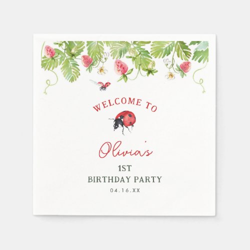 Little Ladybug Girl Birthday Party  Napkins