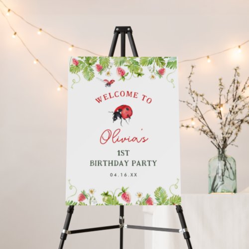 Little Ladybug Girl Birthday Party Welcome Sign