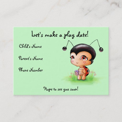 Customizable Little Ladybug Girl Play Date Card Business Card