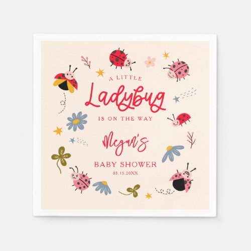 Little Ladybug Insect Baby Shower Napkins