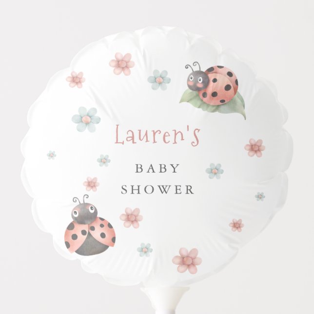 Little Ladybug Insect Girl Baby Shower Balloon (Front)