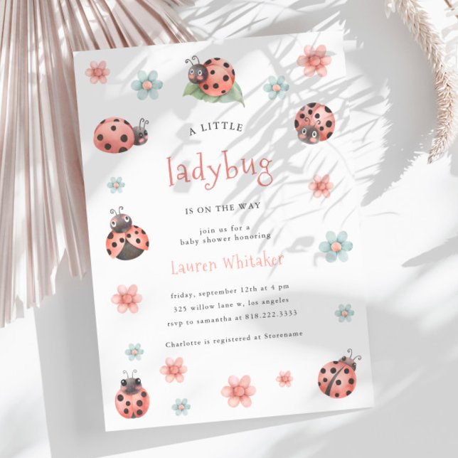 Little Ladybug Is On The Way Girl Baby Shower Invitation (Creator Uploaded)