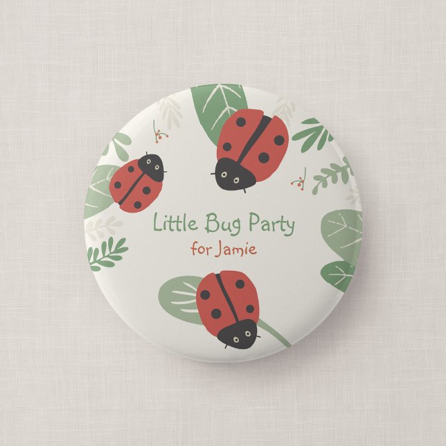 Little Ladybug Kid's Party Guest Button Favor (Ladybird Meadow - Party Favor Button)