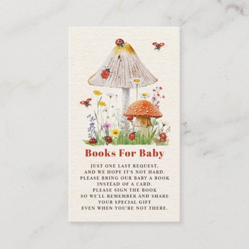Little Ladybug Mushroom Baby Shower Book Request Enclosure Card