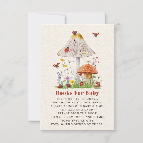 Little Ladybug Mushroom Baby Shower Book Request Invitation