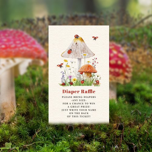 Little Ladybug Mushroom Baby Shower Diaper Raffle Enclosure Card