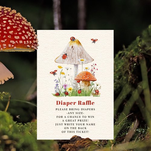 Little Ladybug Mushroom Baby Shower Diaper Raffle Invitation