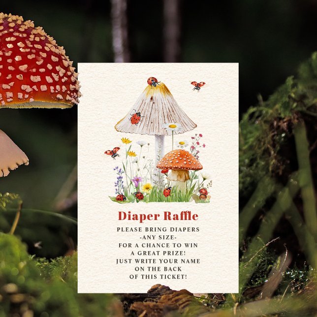 Little Ladybug Mushroom Baby Shower Diaper Raffle Invitation (Creator Uploaded)