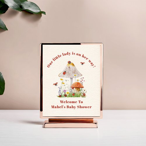 Little Ladybug Mushroom Baby Shower Welcome Poster