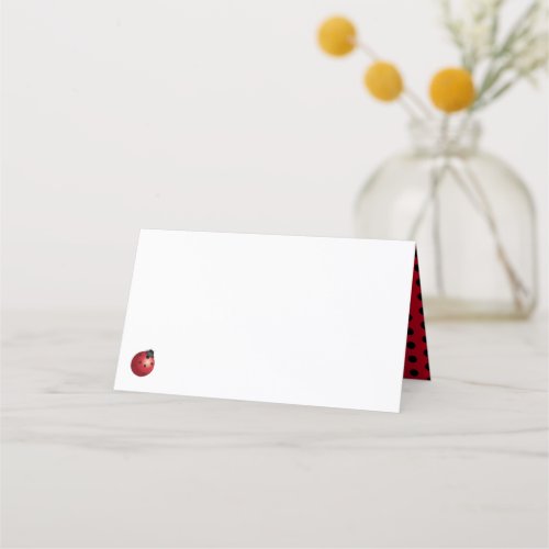 Little Ladybug One First Birthday Red Black Dots Place Card