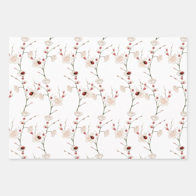Little Ladybug Pattern Boho  Wrapping Paper Sheets (Front)