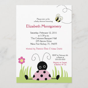 Little Ladybug (Pink) Baby Shower 5x7 Invitation
