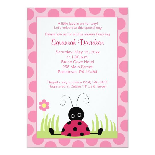 Pink Ladybug Baby Shower Invitations 9
