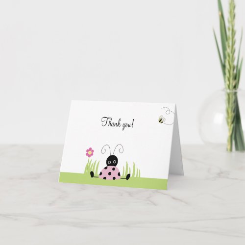 Little Ladybug Pink Folded Thank you notes