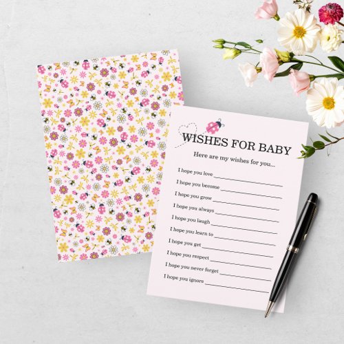 Little Ladybug Pink Girl Baby Shower Enclosure Card