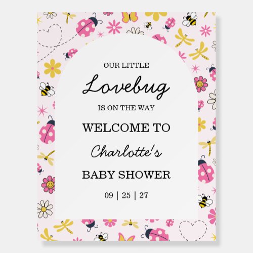 Little Ladybug Pink Girl Baby Shower  Foam Board
