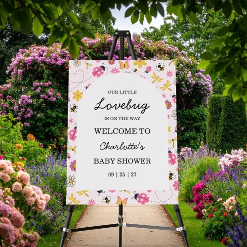 Little Ladybug Pink Girl Baby Shower  Foam Board