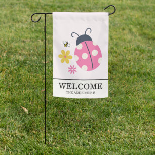 Little Ladybug Pink Girl Baby Shower Garden Flag