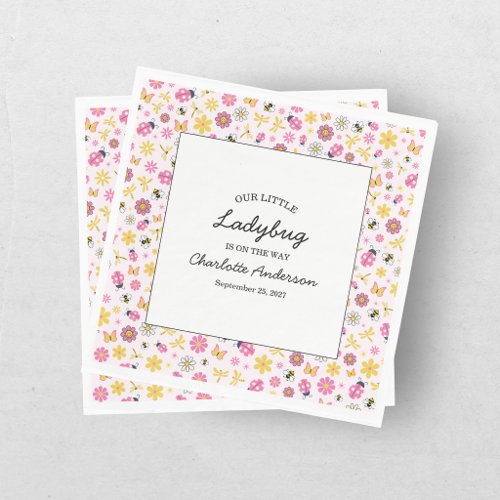Little Ladybug Pink Girl Baby Shower Napkins