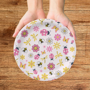 Little Ladybug Pink Girl Baby Shower Paper Plates