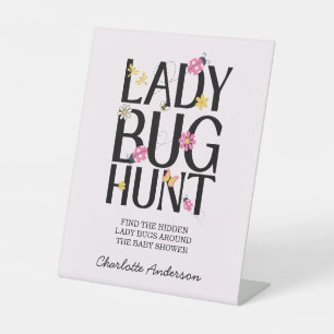 Little Ladybug Pink Girl Baby Shower Pedestal Sign
