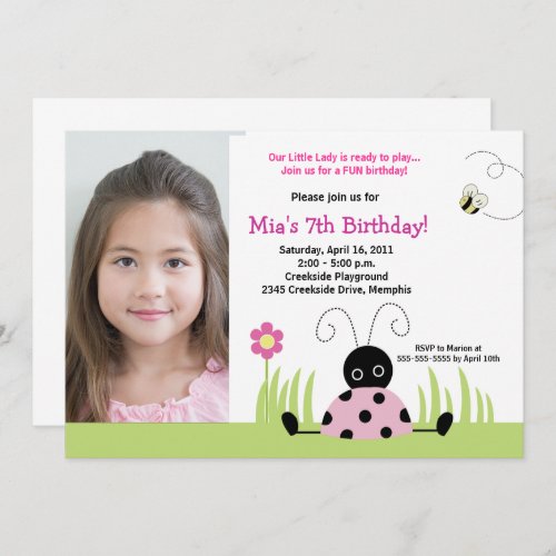 Little Ladybug Pink Girl Birthday Template