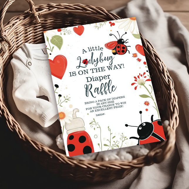 Little Ladybug Spring Baby Shower Diapper Raffle Enclosure Card (Creator Uploaded)