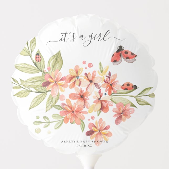 Little Ladybug | Spring Floral Baby Shower Balloon (Front)