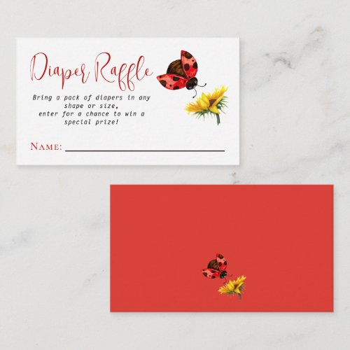 Little Ladybug Sunflower Baby Shower Diaper Raffle Enclosure Card