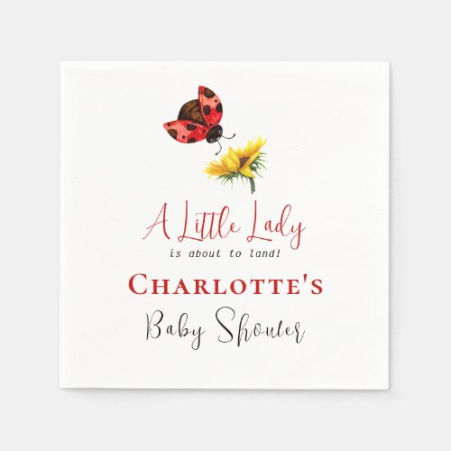 Little Ladybug Sunflower Baby Shower Napkins