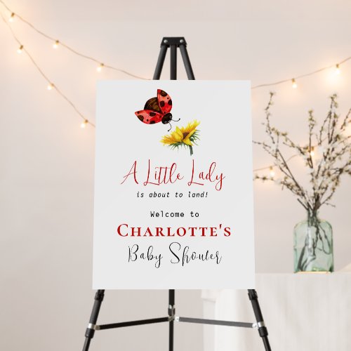 Little Ladybug Sunflower Baby Shower Welcome Sign