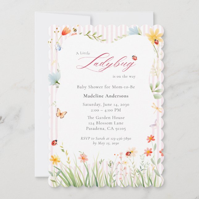 Little Ladybug Wildflower Baby Shower Invitation (Front)