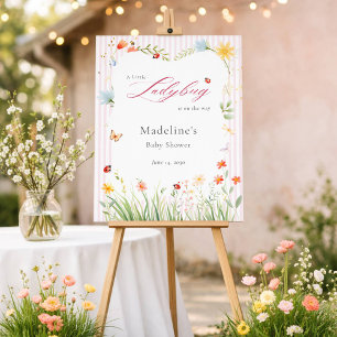 Little Ladybug Wildflower Baby Shower Welcome Sign