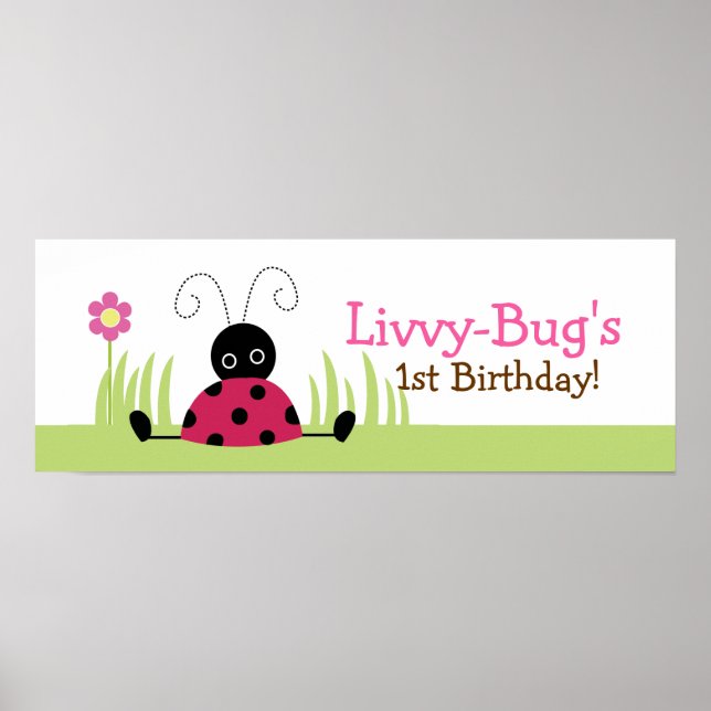 Little Ladybugs Personalized Birthday Banner Poster (Front)