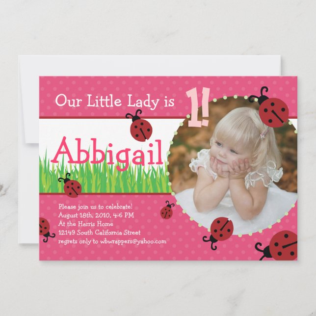 Little Lady's Birthday - Ladybugs Invitation (Front)