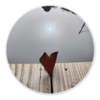 Little Lake Heart Love Leaf Ceramic Knob