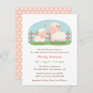 Little Lamb and Mommy Farm Baby Shower Invitation