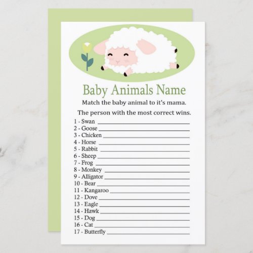 Little lamb Baby Animals Name Game