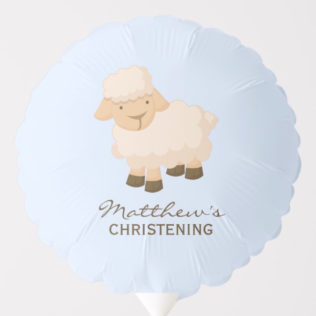 Little Lamb Baby Boy Christening Custom Balloon (Front)