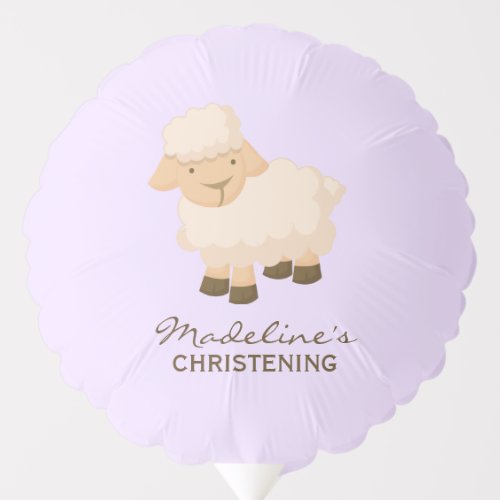 Little Lamb Baby Girl Christening Personalized Balloon