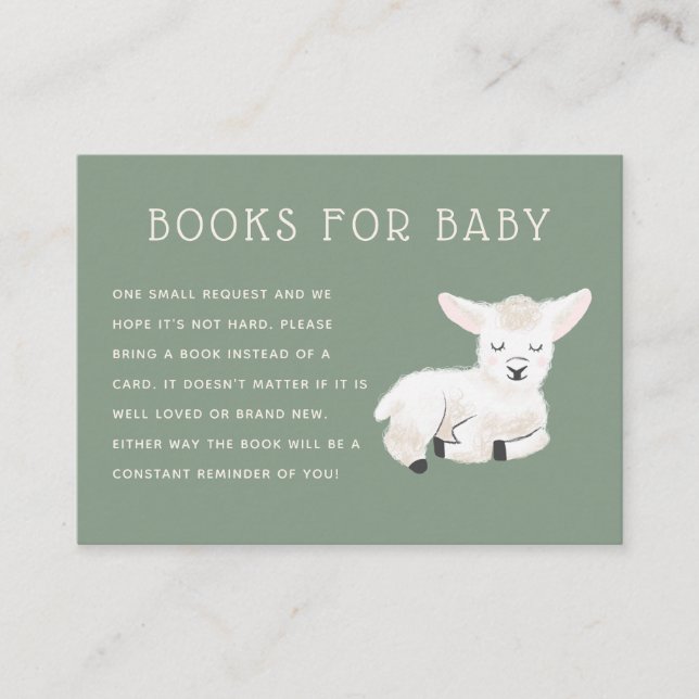 Little Lamb Baby Shower Book Request Enclosure Card (Front)