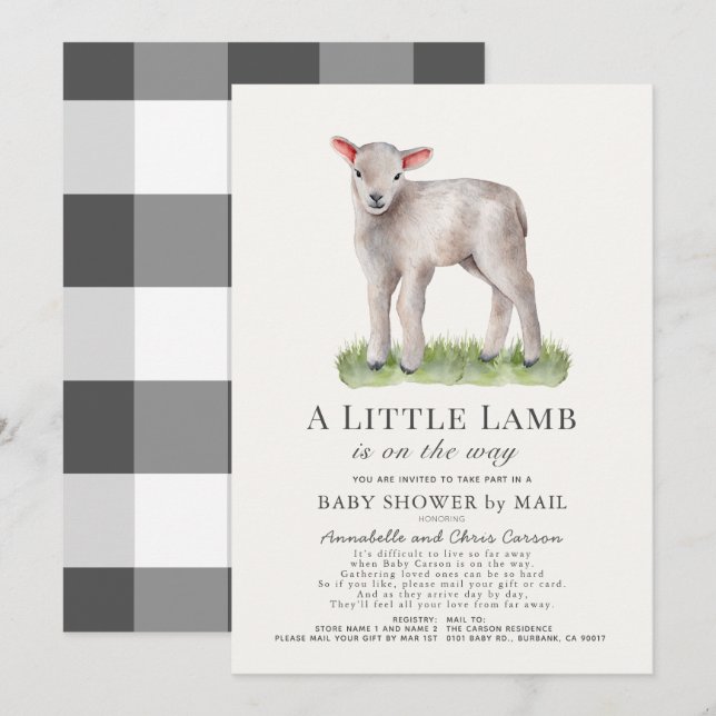 Little Lamb Baby Shower by Mail Invitation (Front/Back)