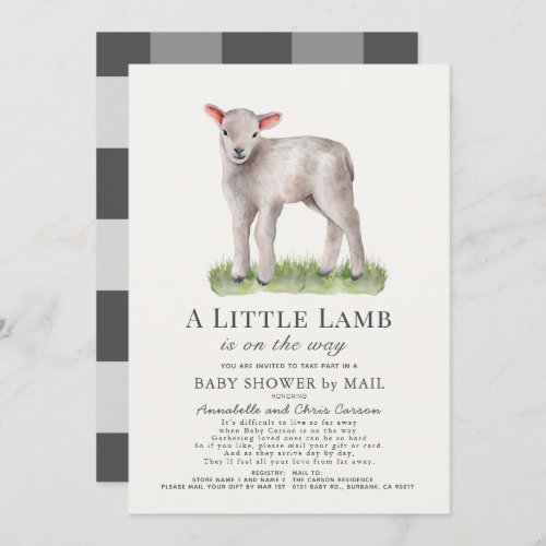 Little Lamb Baby Shower by Mail Invitation