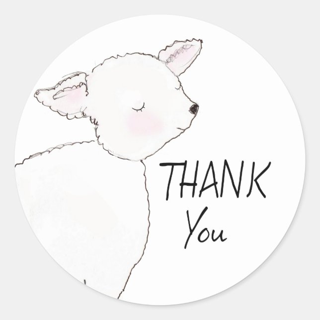 Little Lamb Baby Shower Classic Round Sticker (Front)