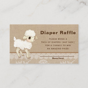 Little Lamb Baby Shower Diaper Raffle Enclosure  Card