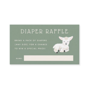 Little Lamb Baby Shower Diaper Raffle Ticket Enclosure Card