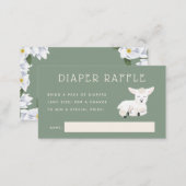 Little Lamb Baby Shower Diaper Raffle Ticket Enclosure Card (Front/Back)