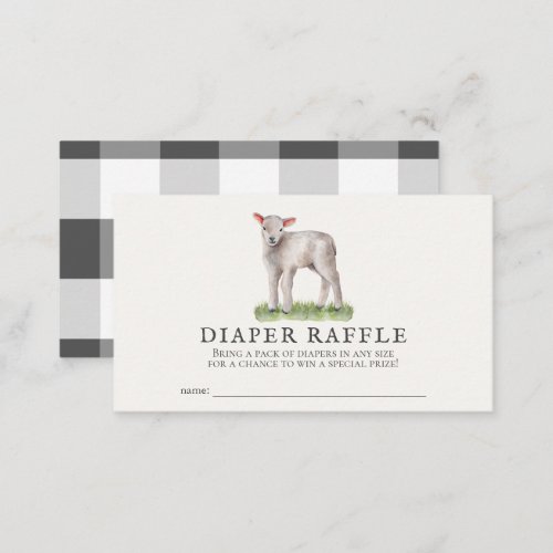 Little Lamb Baby Shower Diaper Raffle Ticket Enclosure Card