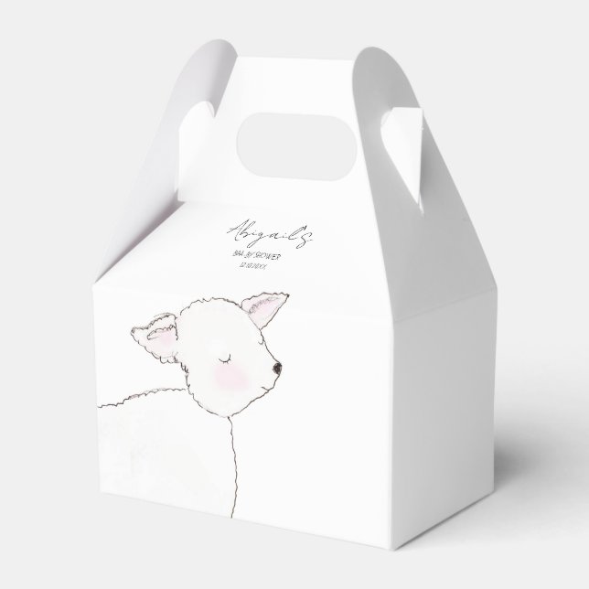 Little Lamb Baby Shower Favor Boxes (Front Side)